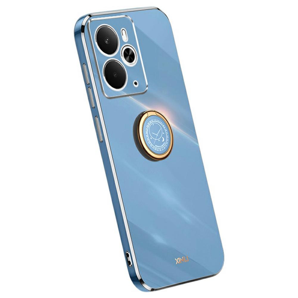 

XINLI For Realme 14 5G Case Ring Kickstand Electroplating TPU Phone Cover Blue