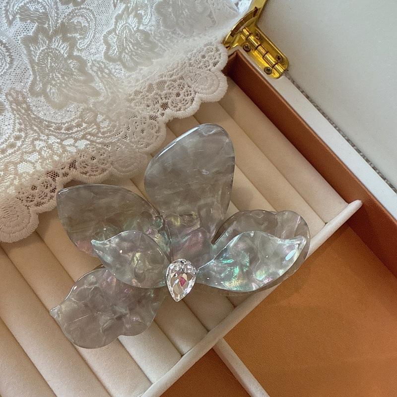 Trendy Star-Style Triangle Bougainvillea 3D Acetate Claw Clip with Exquisite Diamond-Encrusted Elegance for Women, High Quality