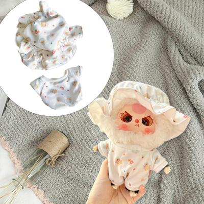2 Pieces Dolls Pajamas and Hat Costume Accessories Miniature Clothes Outfits for 8in Girls