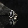He Cheng European and American Fashion Punk Black Gemstone Carved Retro Men's Ring