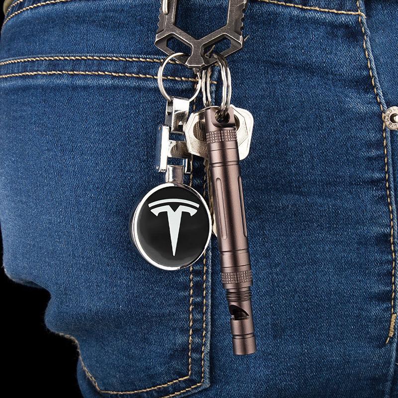 1Pcs Car Emblem Keychain Key Ring Accessories For Tesla Model 3 Model X S 2016-2023  Model Y Decals TM3 TMX