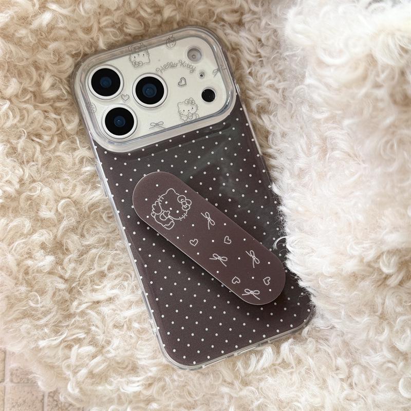 Korean Polka Dot Hello Kitty Band-Aid Holder for iPhone 17/16 Pro Max/15/14 Cases