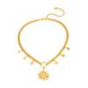 European and American diamond-encrusted gold sun series stainless steel necklace women's six-star thick chain mango star necklace