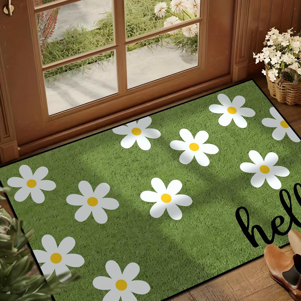 Small Chrysanthemum Carpet Cow Green Doormat Welcome Mat Outdoor Carpet Rug For Bedroom Living Room Carpet Washable Home