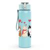 1PC Cat Family In Winter Clothes Cartoon Print 750ml Color Plastic Sports Water Bottle Leakproof Flip Straw Lid Suitable for Sports Office Home Use