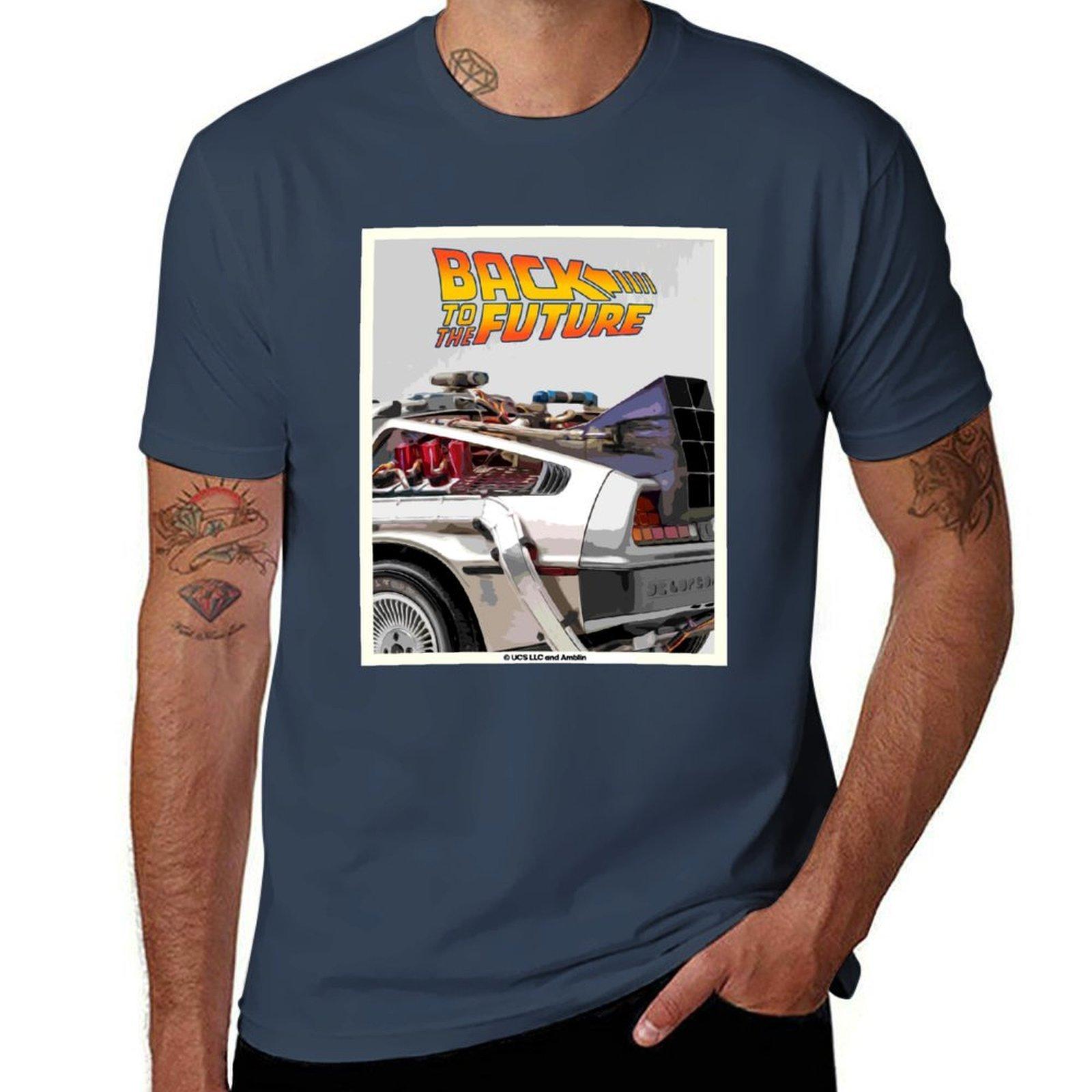 Back to the future Delorean vintage poster TShirt man t shirts graphic men t shirt cotton 100 TShirt S