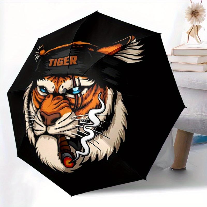 1pc Tiger Smoke Automatic Umbrella High Quality Canopy, Portable Folding Umbrella with, Ideal Gift for - Travel, Everyday, Formal Events, Stylish Acce