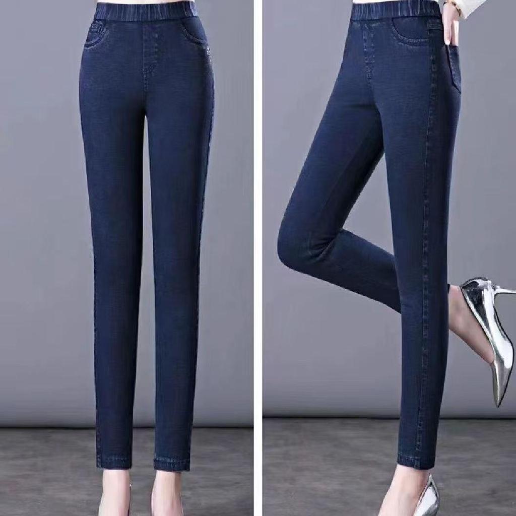 2025 Damen Fleecegefütterte Elastische Taille Schlankmachende Hohe Taille Stretch Skinny Straight-Leg Jeans