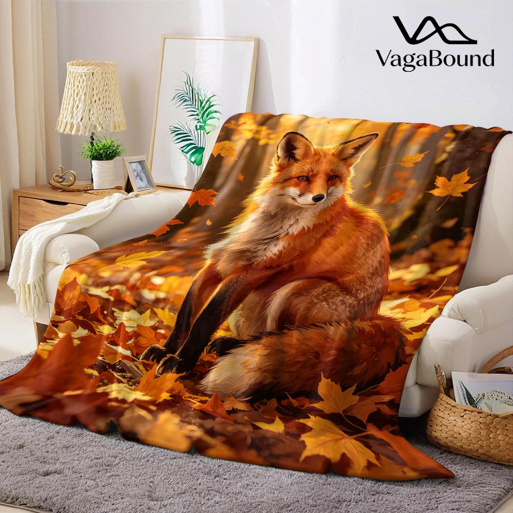 Cute Forest Foxes Flannel Blanket Warm Soft Halloween Christmas All-Season Couch Decorative Cozy Warm Gift
