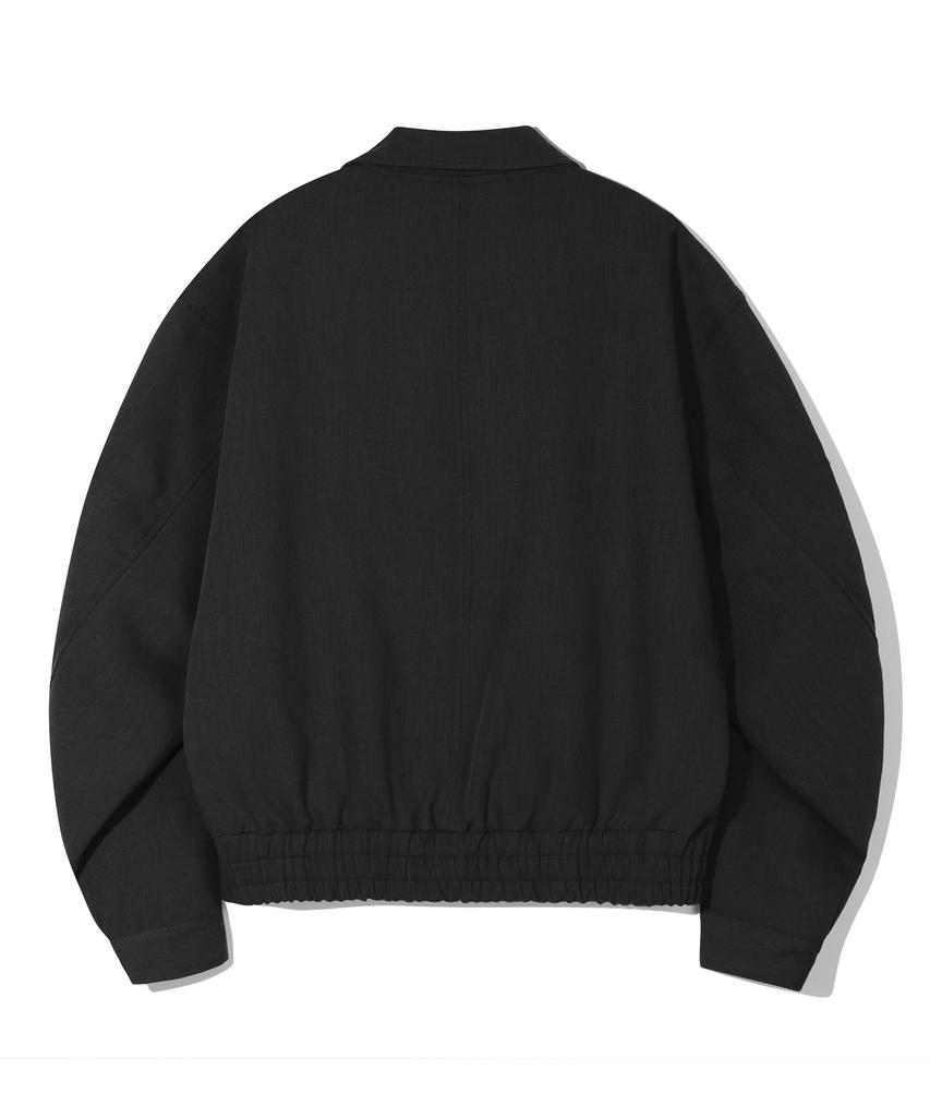 Trillion Twill Rivet Blouson Zip-Up Jacket (Black)