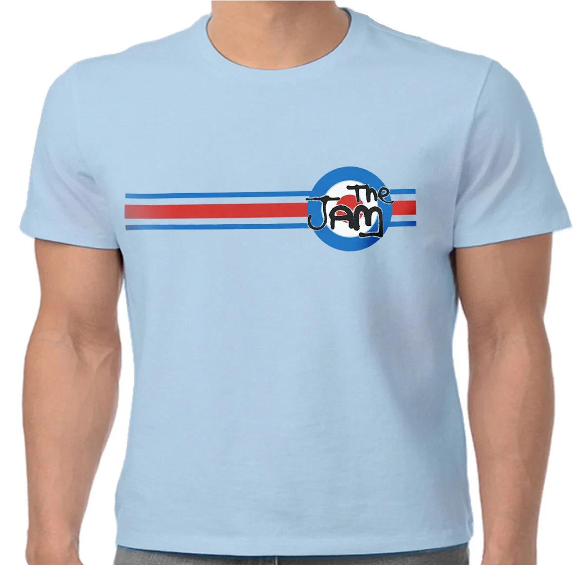 Official The Jam T Shirt Target Stripe Logo Tee Blue Paul Weller Merch New 4XL