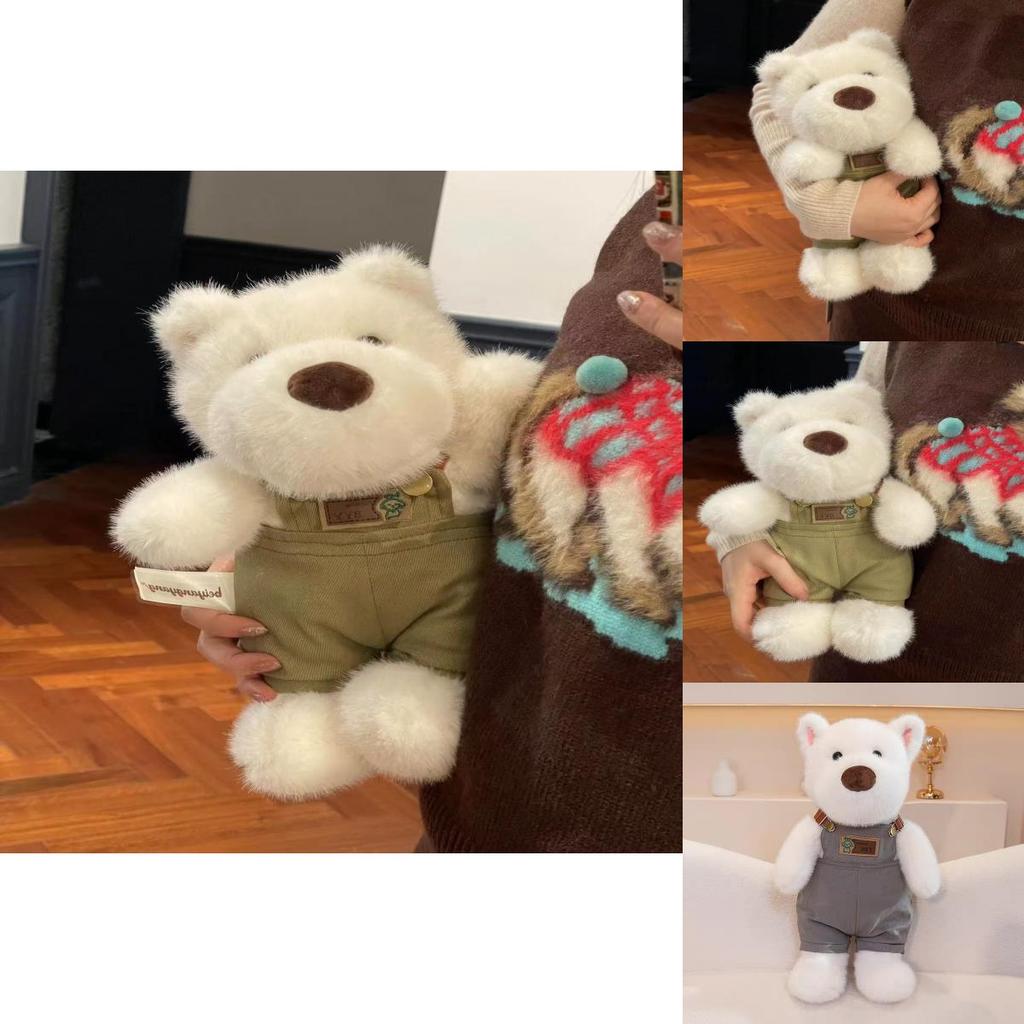 Plush Highland Terrier Dog Overalls Toy With Pp Cotton Filling For Kids Birthday Gift And Decor