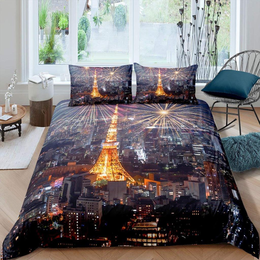 Tokyo Duvet Cover Set Queen Size Capital Of Japan Bedding Set With Never Give Up Quote Japanese Culture Comforter Cover 2/3pcs