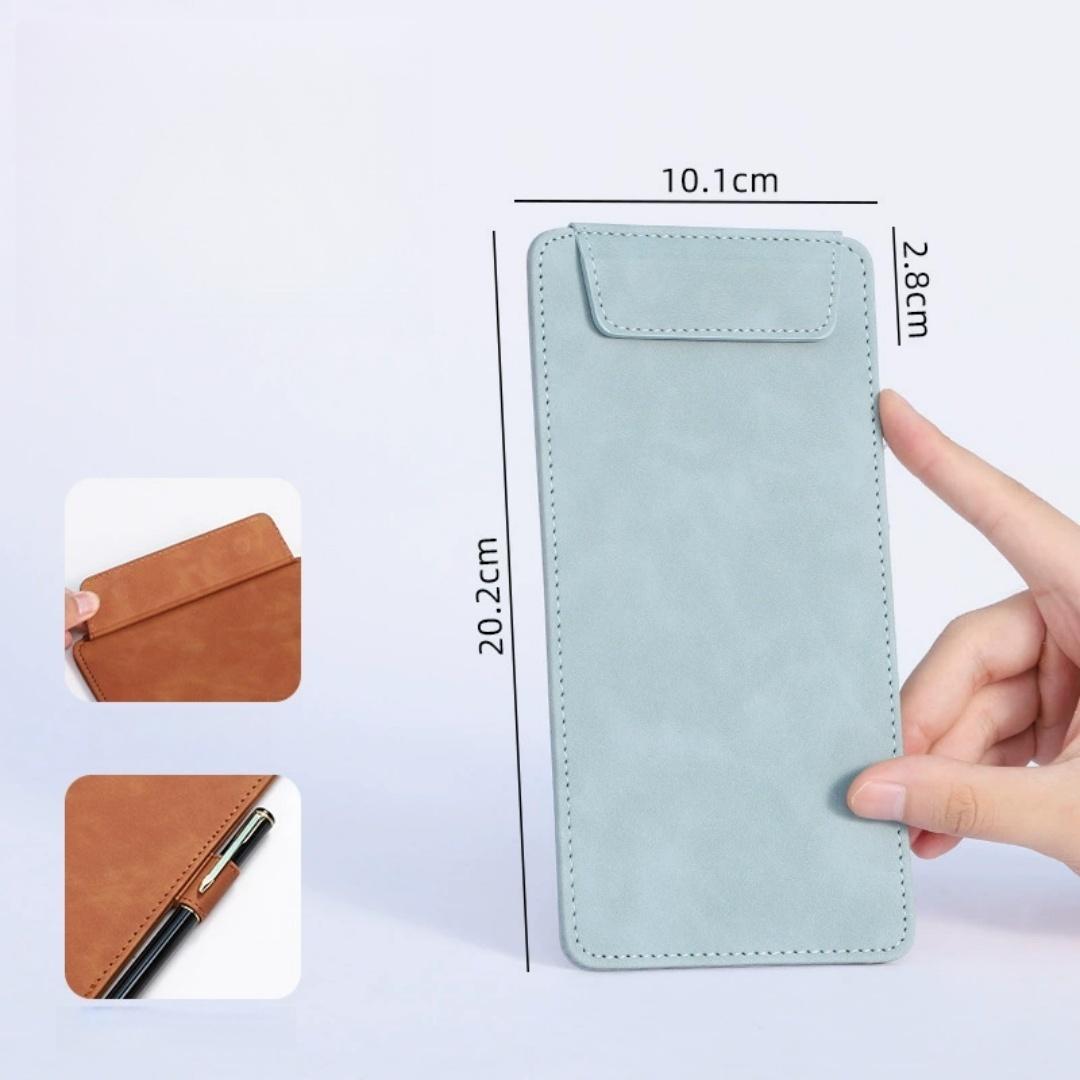 PU Leather Menu Wine Holder Invisible Magnetic Buckle Pen Insert A4 A6 File Folder Waterproof Clipboard Document Clip Restaurant A6 green