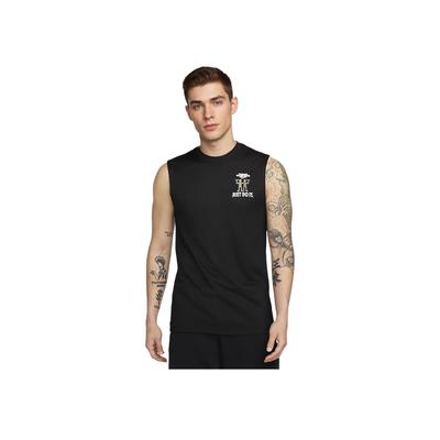 Dri-Fit Sleeveless Fitness T-Shirt With Letter Print Crew Neck Men Tops Black FV8375-010