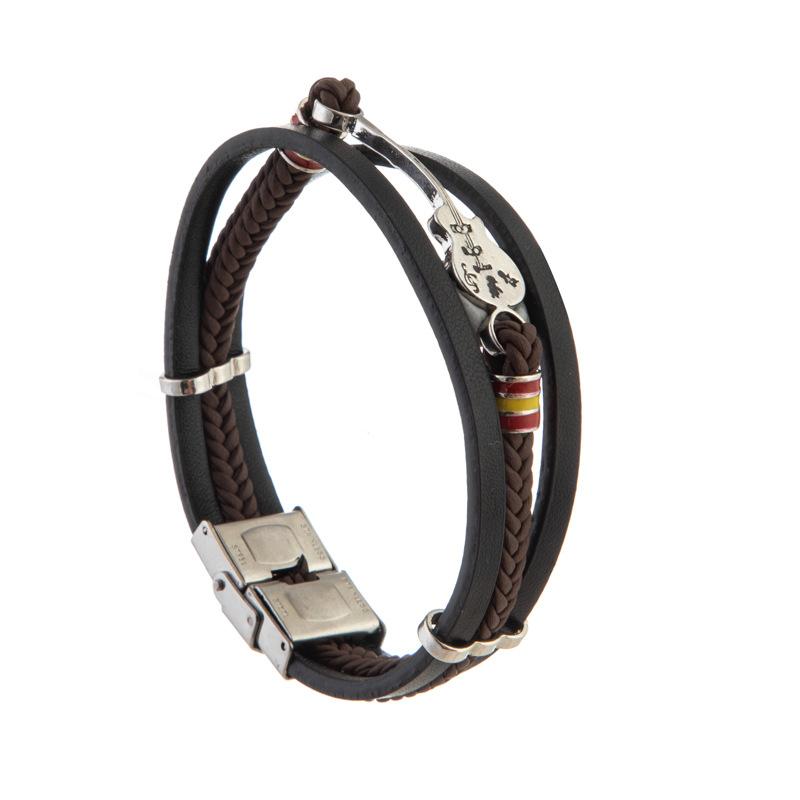 Europeiskt och Amerikanskt Punk Herr Läder Armband Herr Gitarr Armband