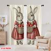 2pcs,2D plane printing Creative Curtains Twin Apple Bunnies Polyester Woven (without rod) Decorations For Home Perfect for