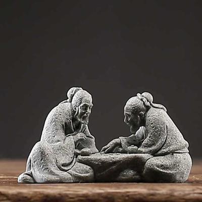 1PZ Decorazioni per Paesaggistica in Miniatura, Statuette di Persone in Miniatura Statuette di Anziani Cinesi Che Giocano a Scacchi Paesaggio Bonsai in Miniatura