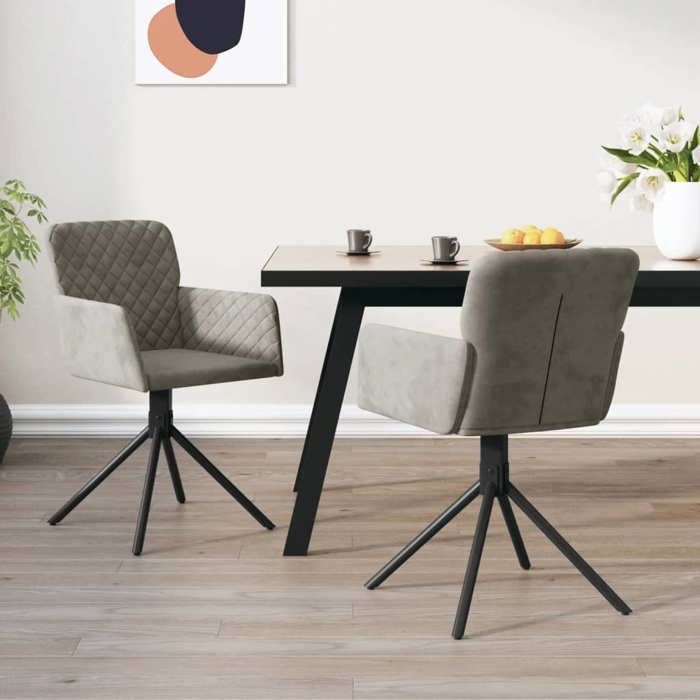 VidaXL 2x Swivel Dining Chairs Dining Armchairs Dining Chairs Kitchen Chairs Adjustable Height Grey 344790