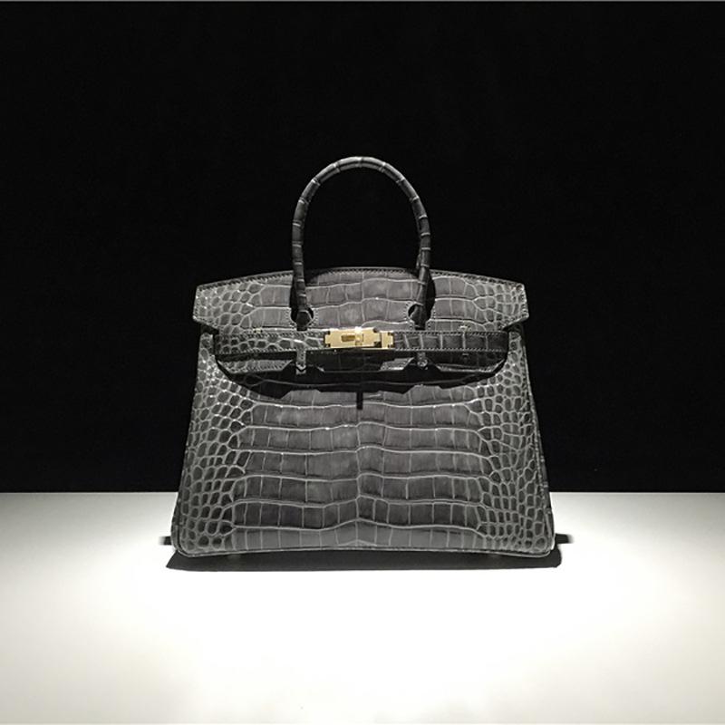 

Кожаная сумка с тиснением под крокодила платинового цвета, большой вместимости, модная и универсальная женская сумка, сумка через плечо для ношения в руке, портативная 30cm