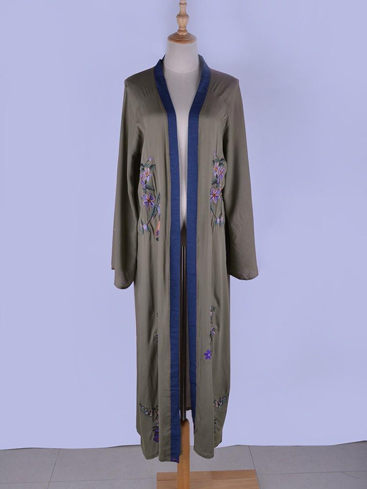 European & American Cotton Embroidered Denim Sun Protection Loose Cardigan Cover-Up