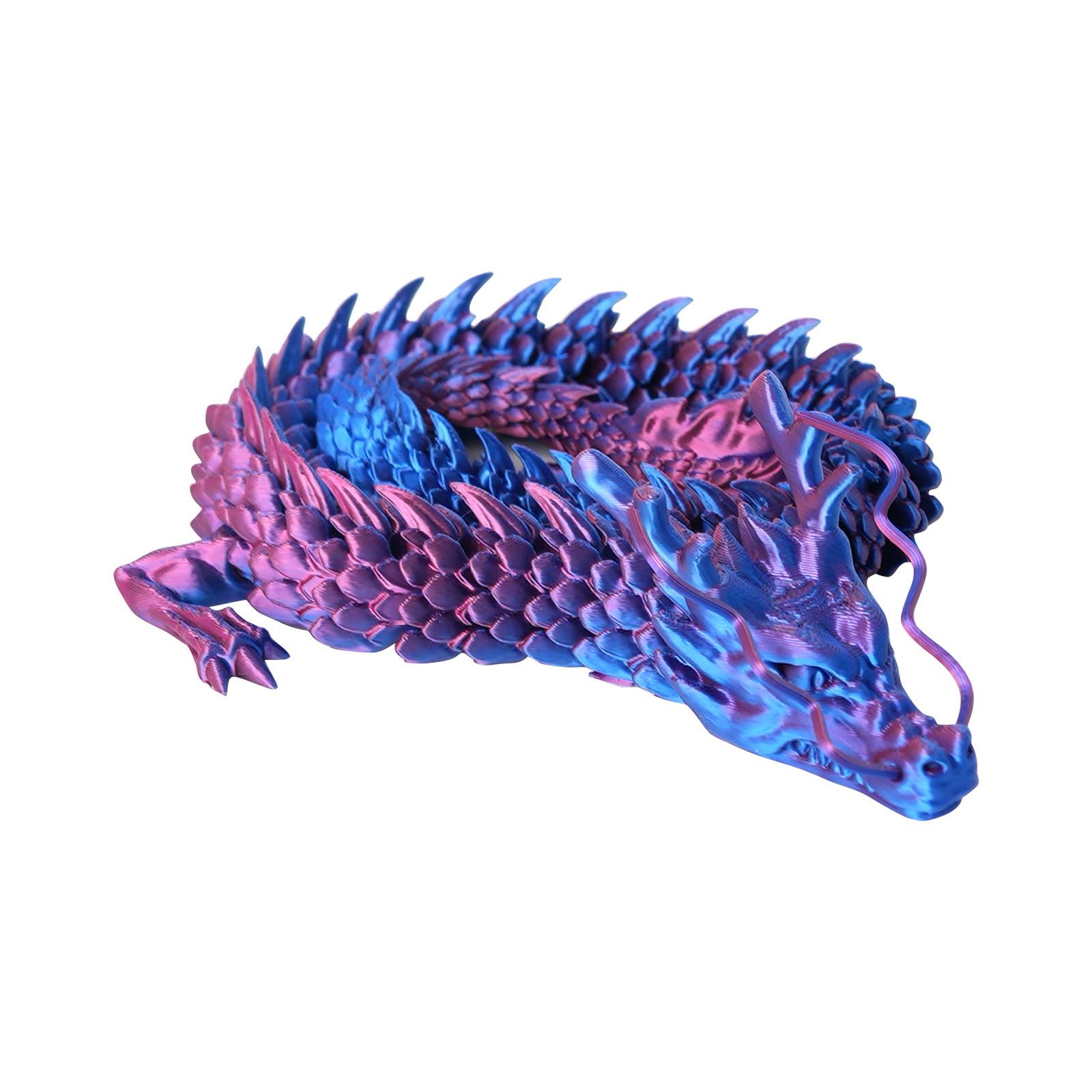 

3D-печатный дракон, китайский дракон длиной 60 см, подвижная игрушка-дракон, качающаяся гибкая игрушка-дракон, подходит для домашних крутых украшений и декораций One Size фиолетовый