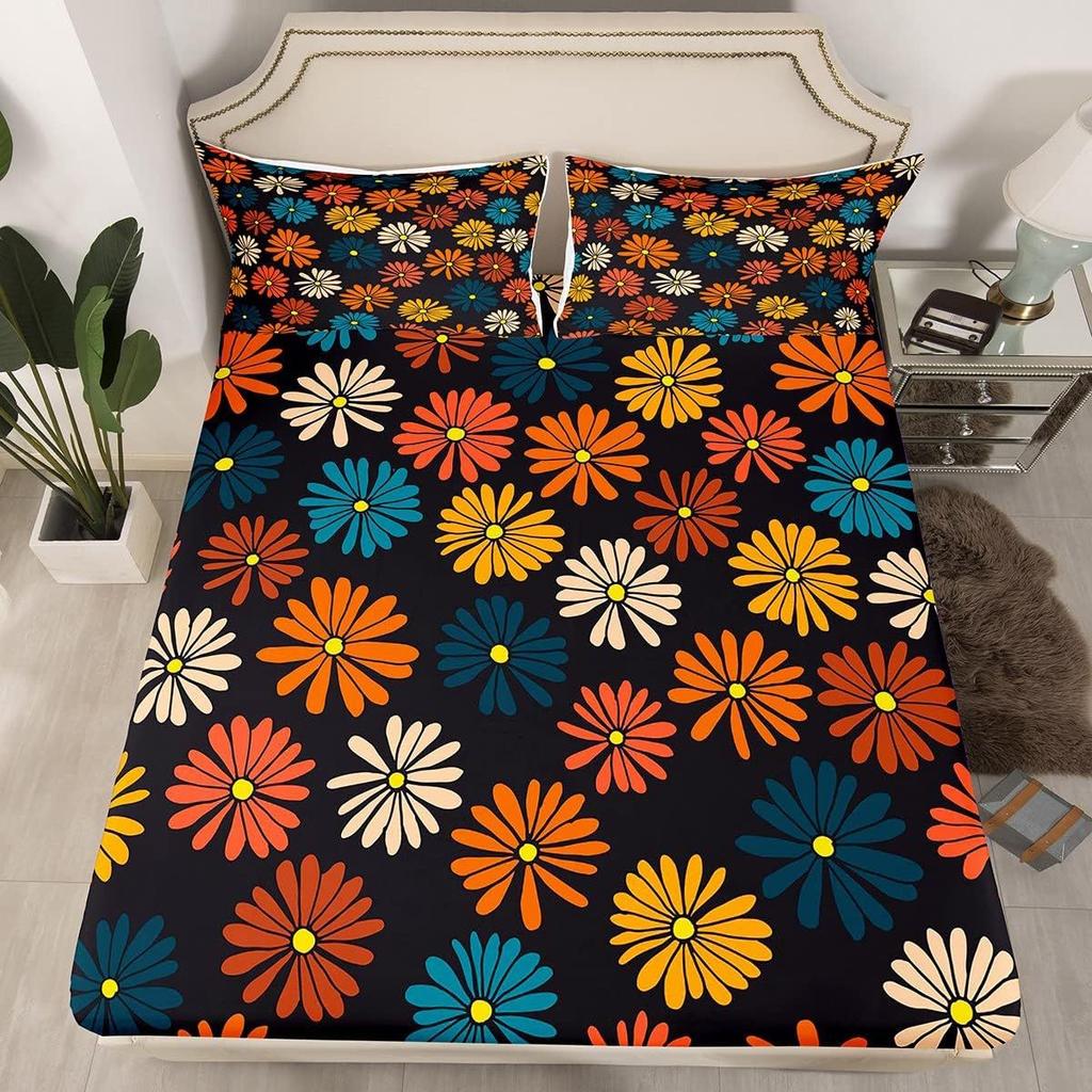 Mushroom Pattern Bed Hat Three-Piece Digital Printing Bed Hat Bedding Set Adult Children