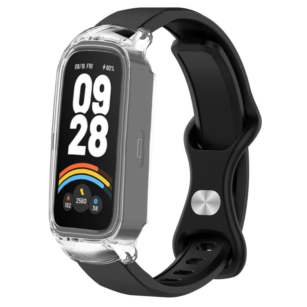 Case+Straps for Xiaomi mi band 9 8 active smar twatch correa accessories Silicone bracelet+Protective PC Cover for Redmi band 3