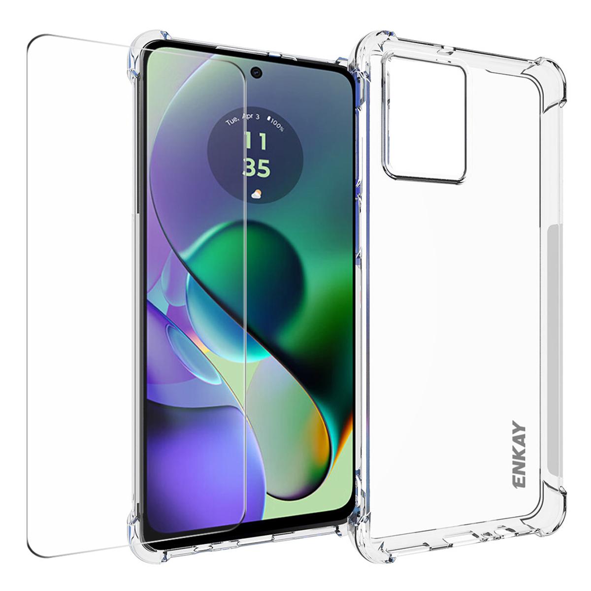 

ENKAY HAT PRINCE For Motorola Moto G54 5G Clear Case TPU Phone Cover with Screen Protector A