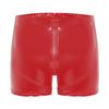Mens Lingerie Latex Patent Leather Short Hot Pants Openable Crotch Boxer Underwear Elastic Waist Zipper Button Shorts NightwearGood product