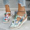 2025 New Women's Large Size Wedge Heels with Spring/Autumn Scarf Buckle & Hemp Sole – European/American Roman Style