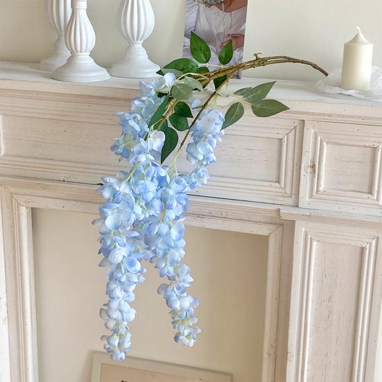 Künstliche Glyzinienblüte, künstliche Glyzinienranke mit langem Stiel für hohe Vasen, Heimdekoration, Partys, Hochzeiten, Blumenarrangements