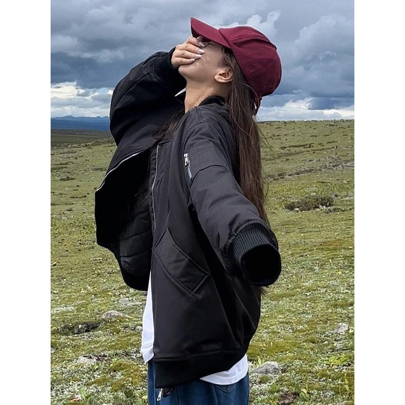 Cotton-padded Men's and Women's Couples' Padded Flight Jacket, New Winter Loose Baseball Jersey Collar Jacket