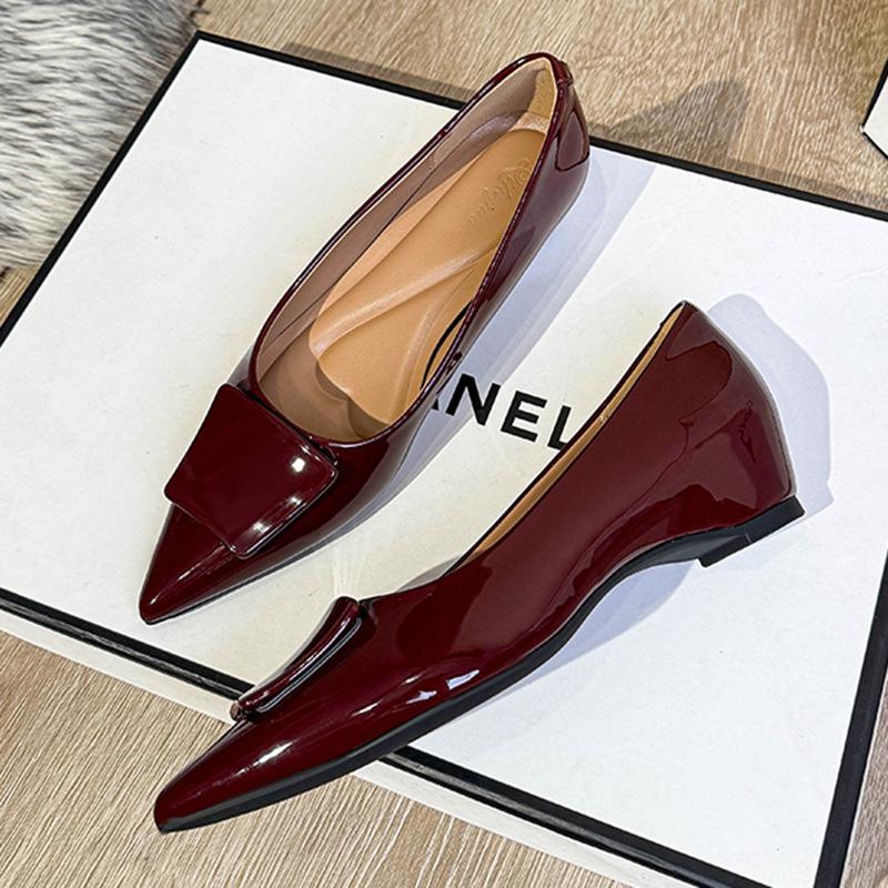 

Остроносые туфли на скрытой платформе для женщин, новая весна-осень 2025 года, французская нишевая модель с мелким вырезом, универсальные туфли для通勤 40 бордовый
