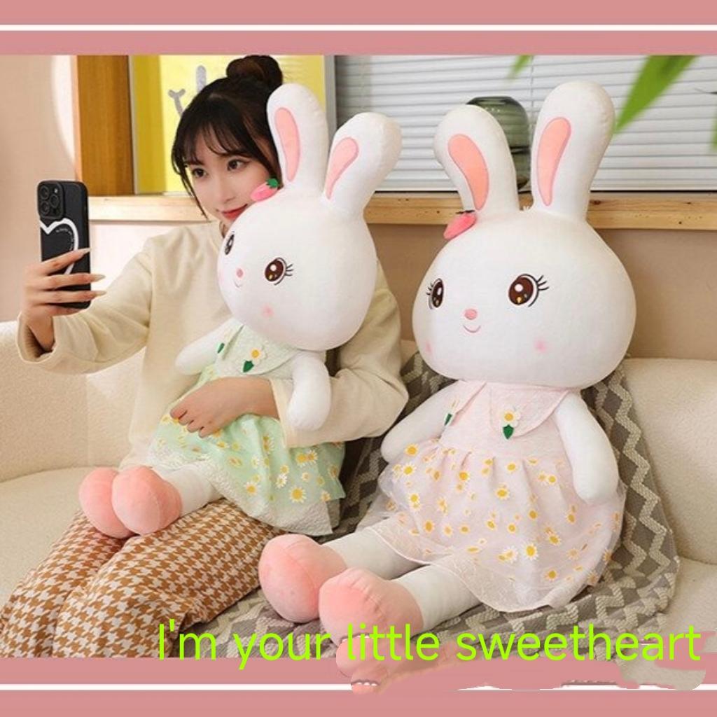 Peluche Lapin Mignon Animal en Peluche Lapin Doux Poupée Lapin Kawaii Oreiller de Sommeil Cadeau d'Anniversaire pour Enfants Filles Lapin Doux et Câlin pour Vous