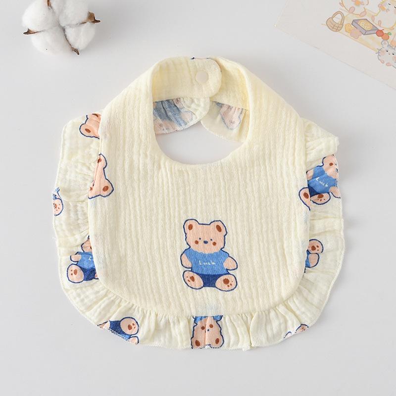 Ruffle Baby Drool Bibs: Pure Cotton Printed Lace Bibs