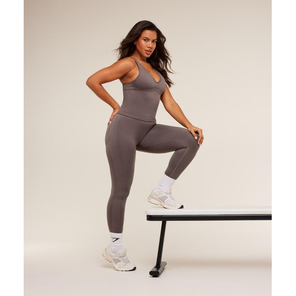 Gymshark Lift Seamless Tank With Shelf Cool Brown B6b8q Nbzg