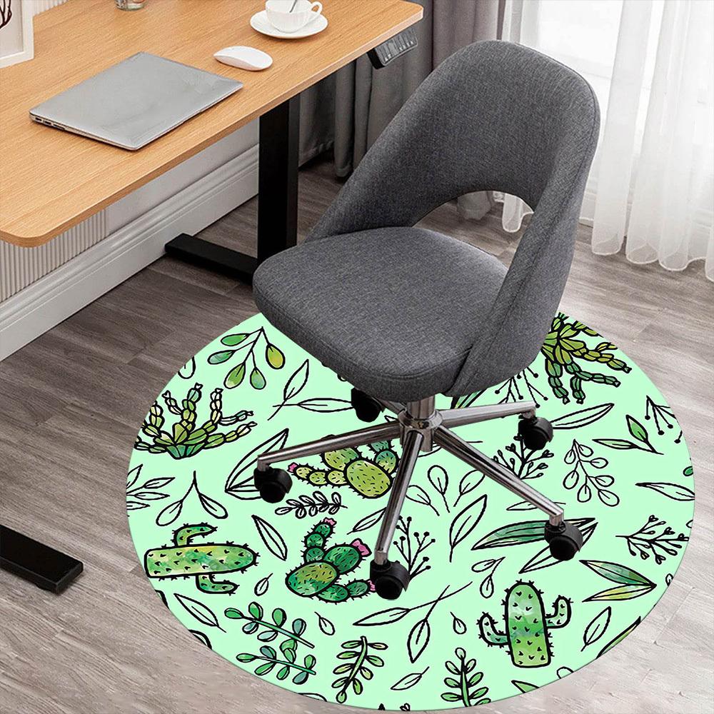 

1pc cactus plant Round Chair mat Area Rug - Non-Slip, Floor Mat for Office, Bedroom, and Indoor Decor -1002162 80cm by 80cm