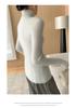 Women's Seamless Cashmere High-Neck Ribbed Sweater, Slim Fit, Body-Shaping, Slouchy Neck, Knit.