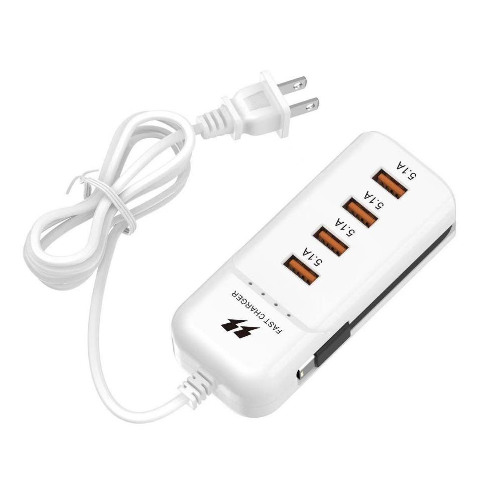 

66W USB Charger Socket 5.1A Mobile Phone Charge Power Strip Safety Phone Charger Adapter Bedroom US 4USB