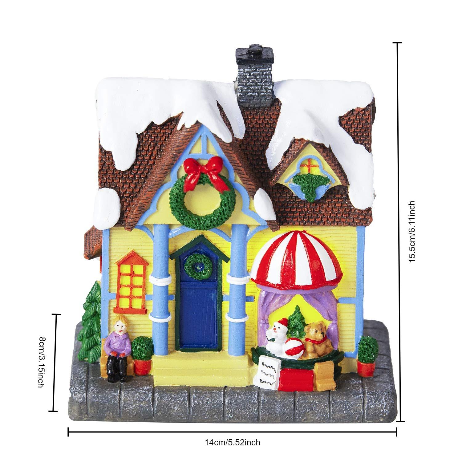 

Christmas Decoration House Village with Led Lights up Collectible Building Figurine Home Desk Bookshelf Decor Holiday Indoor Use