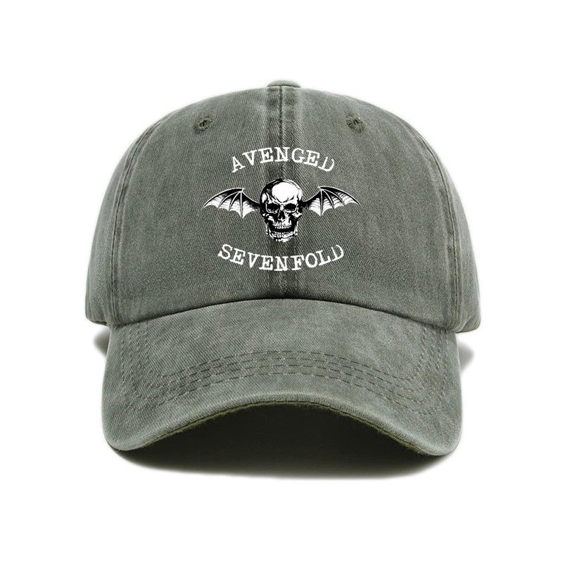 

Unisex Vintage Avenged Sevenfold Printed Hats Vintage Distressed Denim Heavy Metal Band Skull Baseball Cap Adjustable Adjustable