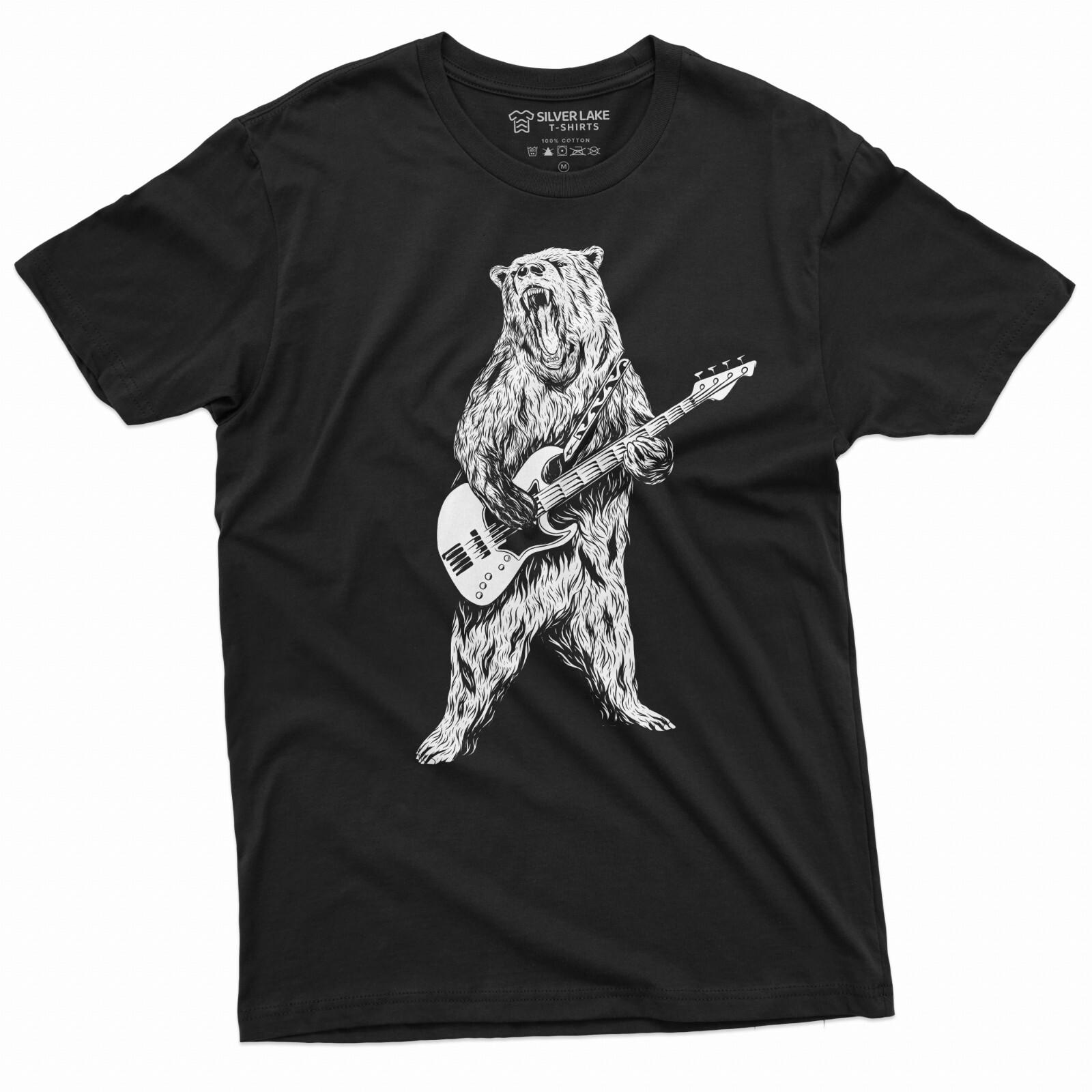 26 Music Band Bear Guitarist Tee Shirt | Men s Guitar Gifts Tee Bear Guitar Tee Unisex T-Shirt L