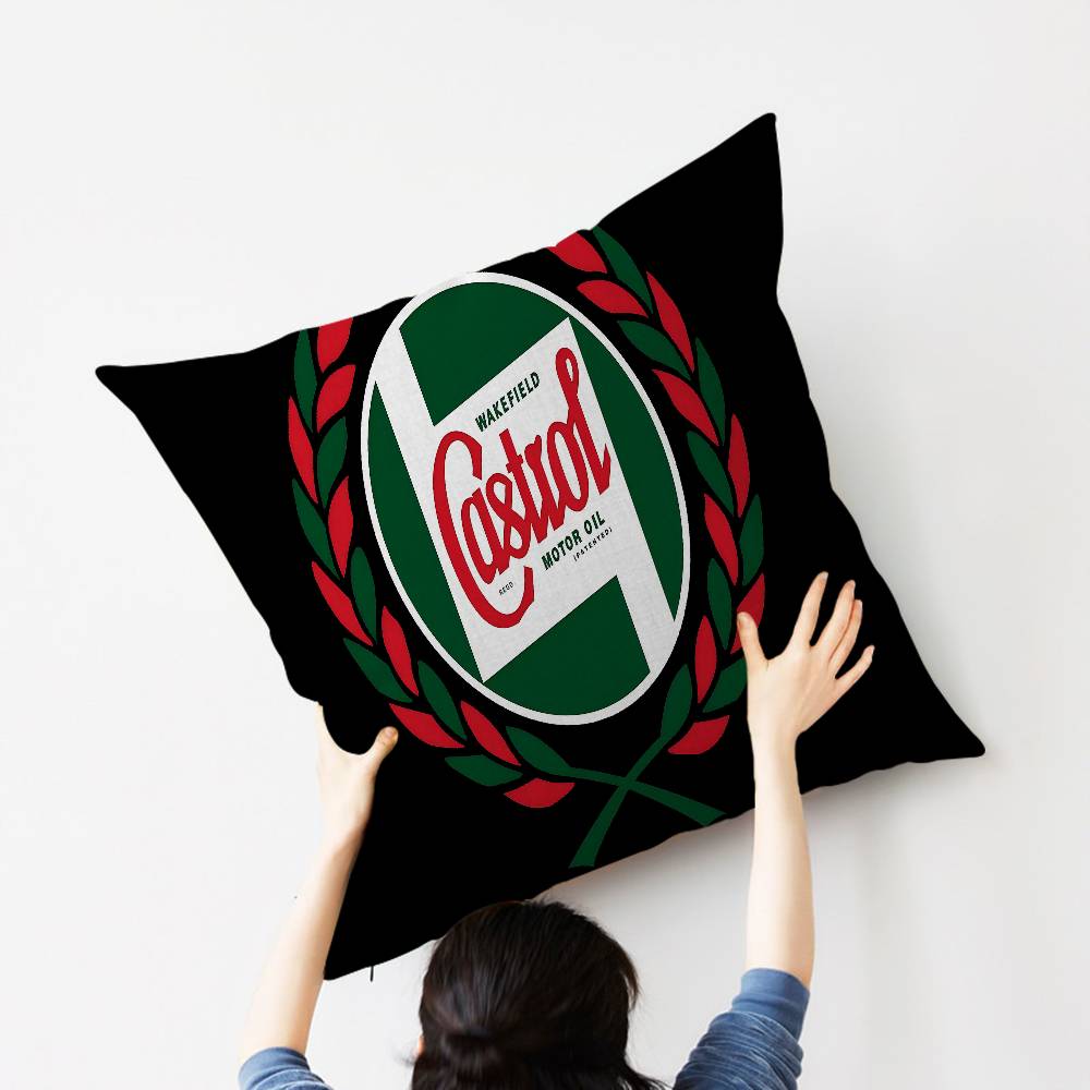 British Petroleum Company C-Castrol Cushion Cover Car Throw Pillow Case For Sofa Car Christmas Gift 40x40cm 45x45cm