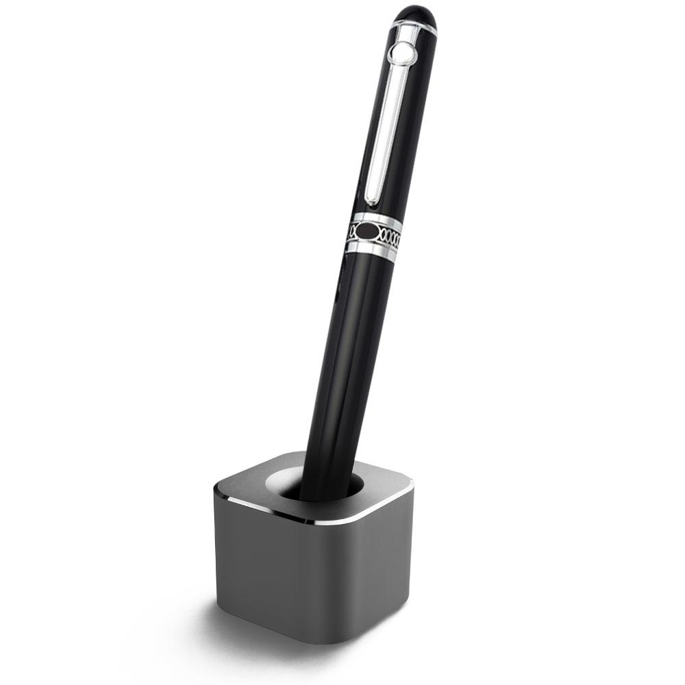 Aluminum Alloy Pen Holder With Non-Slip Pad Student Creative Desktop Ornament Pen Hole Pencil Slot Pencil Storage Stand Office