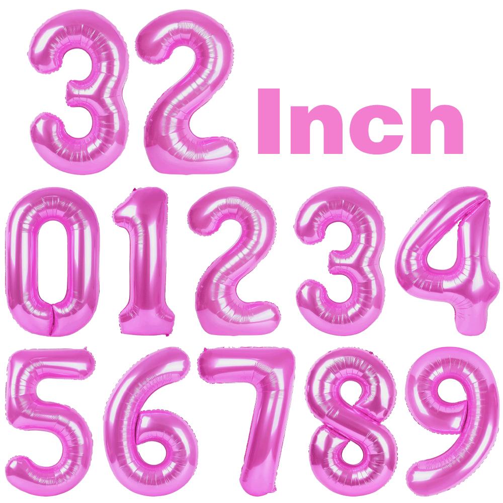 32Inch Multicolor Number 3 Balloon Large Number Balloons 0-9 Boys Girls Birthday Decoration Women Men Party Anniversary Supplies 5