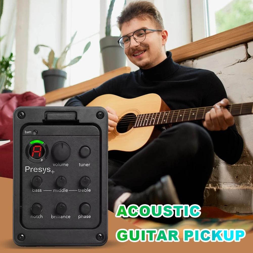 201 Piezo-Tonabnehmer Akustikgitarre Vorverstärker 4-Band Akustikgitarre Tonabnehmer Vorverstärker EQ Tuner Mikrofon-Mischung Vorverstärker für Fishman Presys+