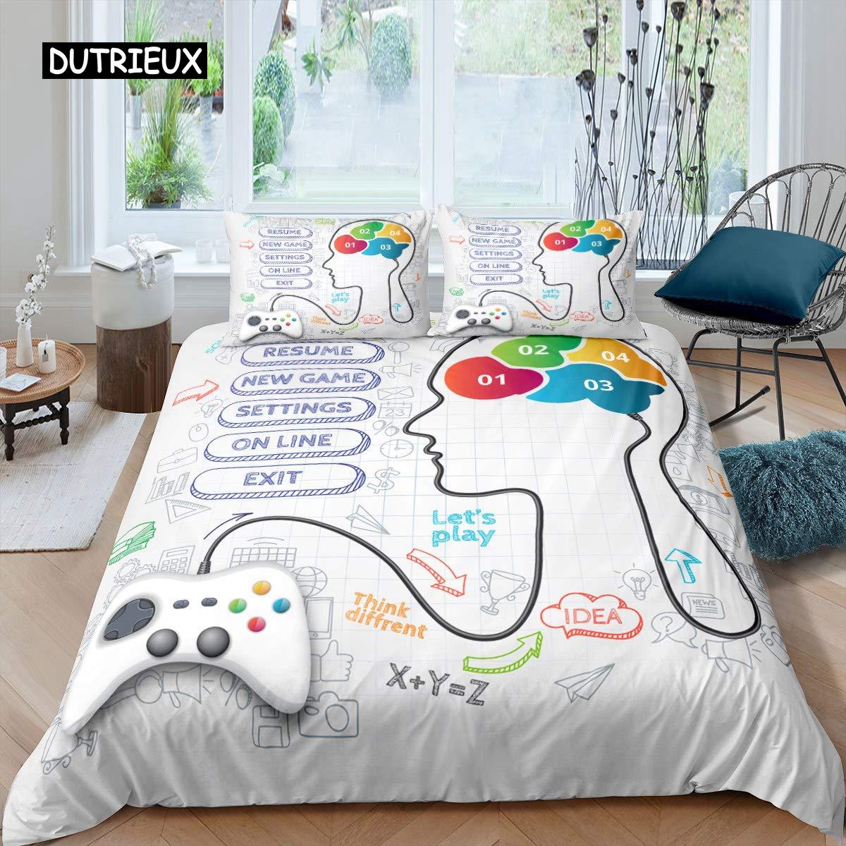 

Human Brain Duvet Cover Set for Boy Child Students Microfiber Music Art Quilt Cover Decor Math Science Subject Theme Bedding Set Tool EU single(135x200cm)