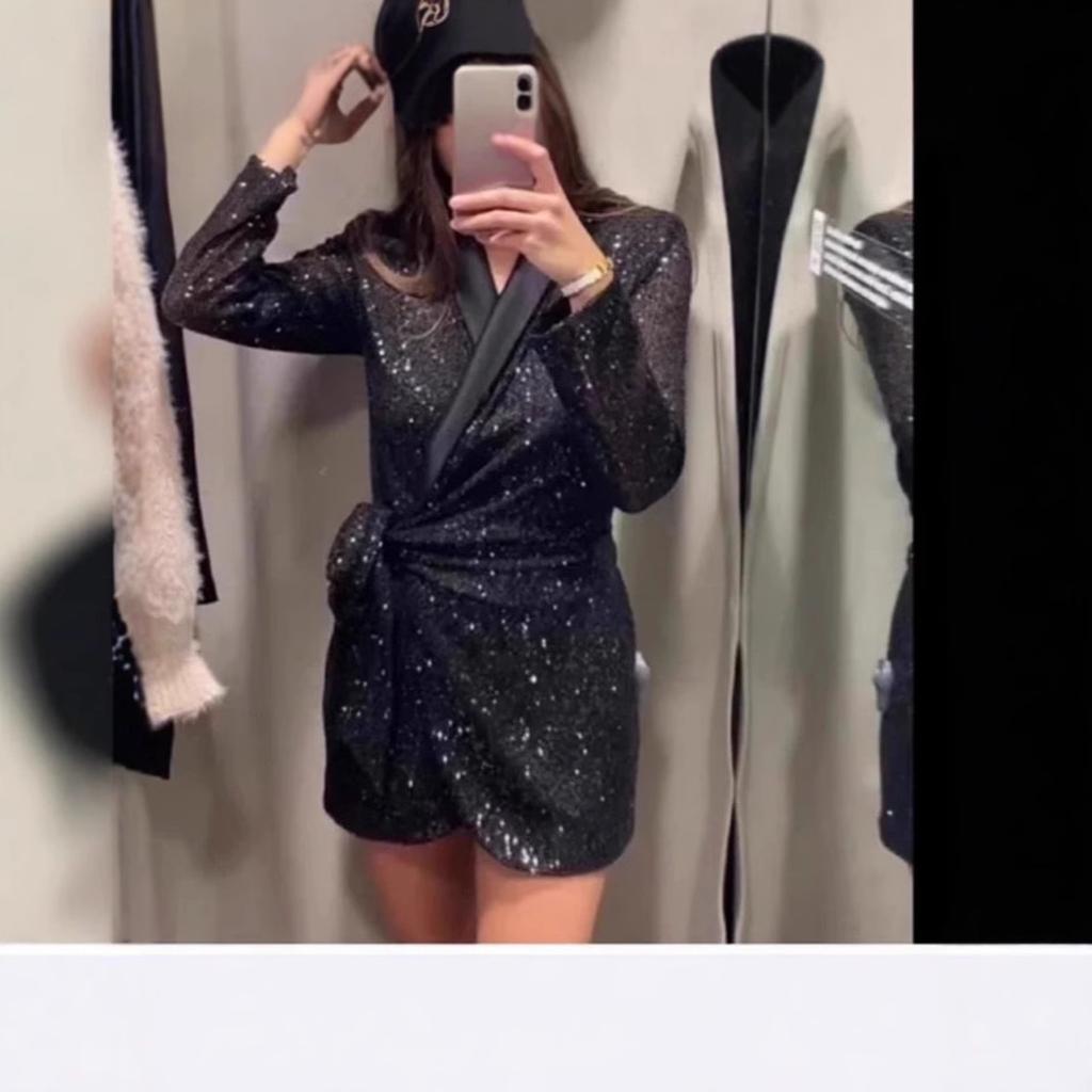 2025 New Independent Station Women's Fashion Sexy Waist Multi-color Sequin Suit Collar Lace-Up Dress