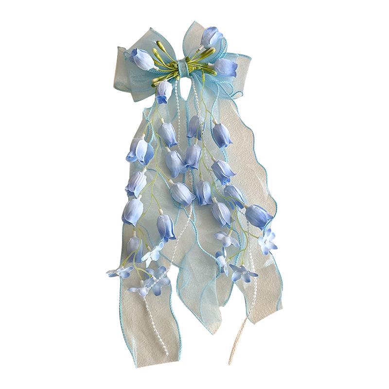 Fairy Lily Flower Bow Hair Clip: Cute Princess Ribbon Hair Accessory for Girls